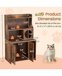 Hongge 31 in Industrial Cat Litter Box Enclosure with Storage Shelves