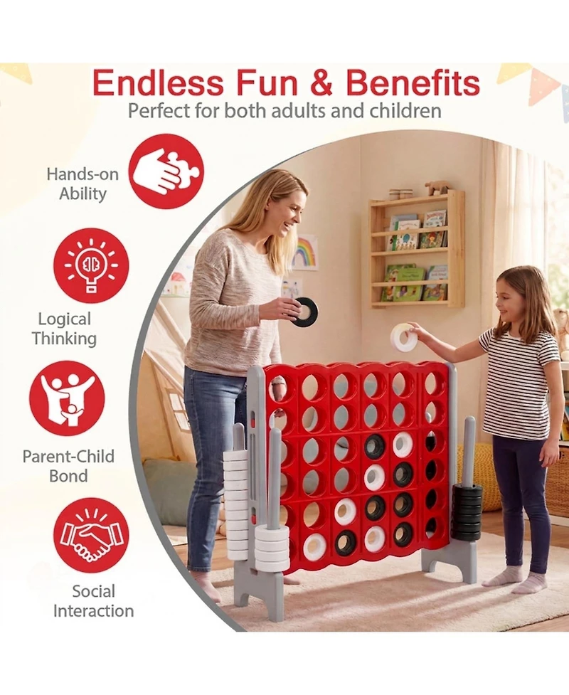Hongge Jumbo 4-in-a-Row Board Game with Quick Reset, 42 Rings, Ages 5+