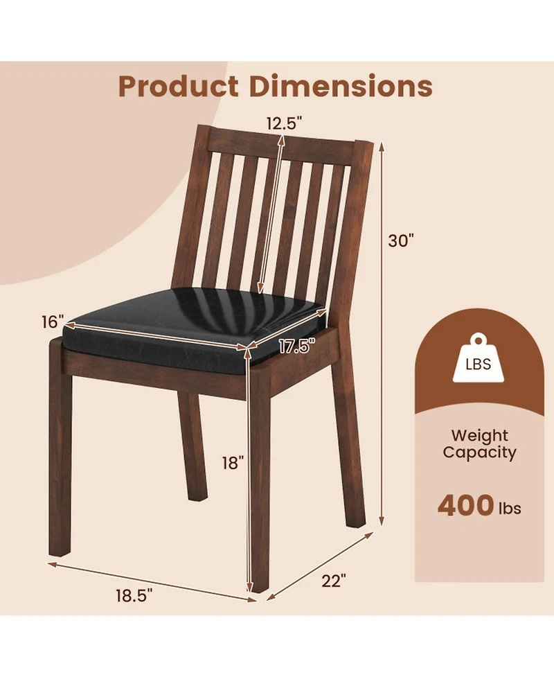 Sugift Set of 4 Pu Leather Upholstered Dining Chairs with Padded Seats