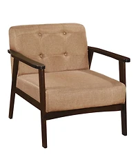 Sugift Rubber Wood Frame Accent Chair with Armrests for Living Room