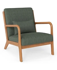 Sugift Corduroy Upholstered Accent Lounge Chair with Lumbar Pillow