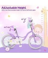 Hongge 16-Inch Training Wheels Adjustable Girls Bike, 110 lb Capacity, Ages 4-7