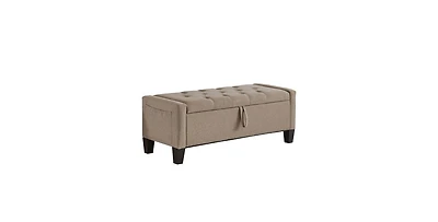 Flynama Linen Upholstered Storage Ottoman Bench