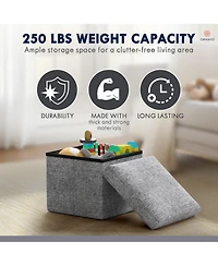 Ornavo Home 2 Pack 12" Small Square Collapsible Storage Ottoman, Foot Stool, Seat