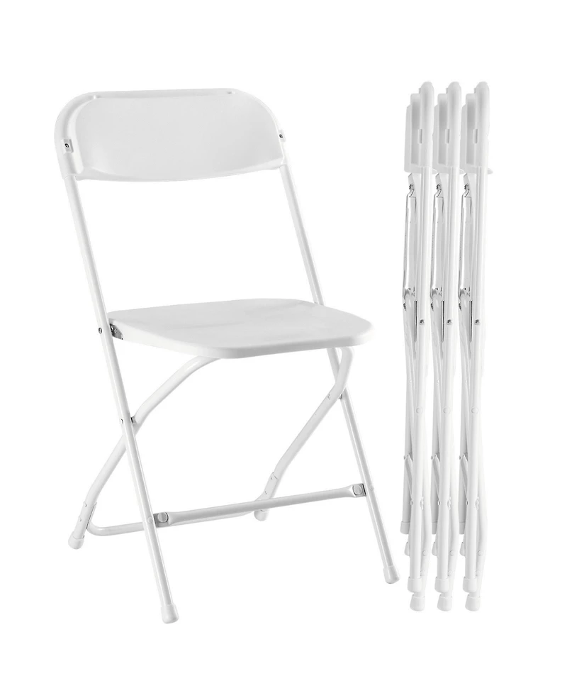 HomeRoots Set of Four Metal Outdoor Folding Stacking Dining Chairs