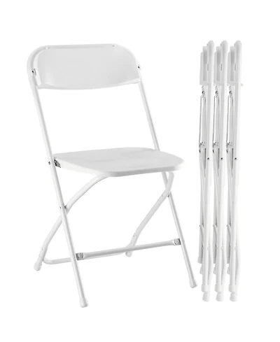 HomeRoots Set of Four Metal Outdoor Folding Stacking Dining Chairs
