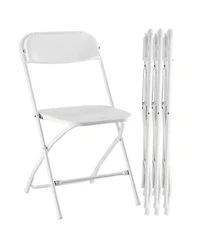 HomeRoots Set of Four Metal Outdoor Folding Stacking Dining Chairs
