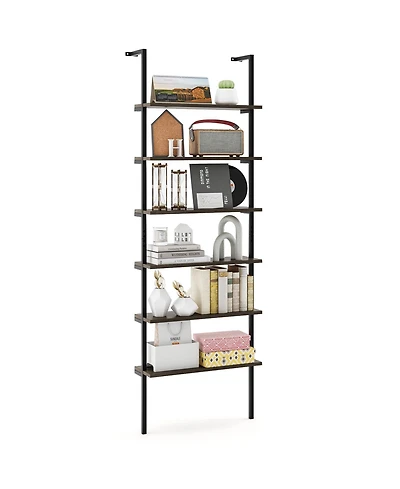 Mecale 6-tier Ladder Shelf 72 in Industrial Wall Mounted Bookshelf
