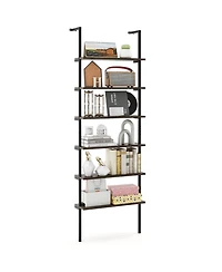 Mecale 6-tier Ladder Shelf 72 in Industrial Wall Mounted Bookshelf