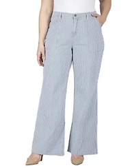 Standards & Practices Women's Mona High-Rise Wide-Leg Striped Denim Pants