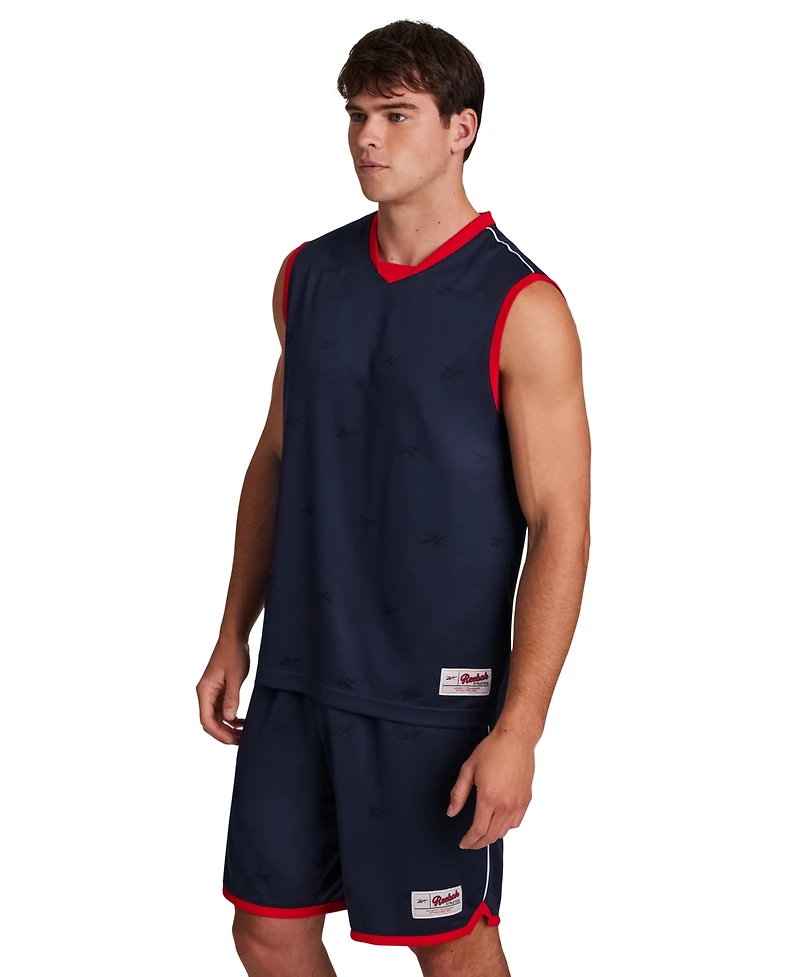Reebok Men's United V-Neck Logo Jersey Tank