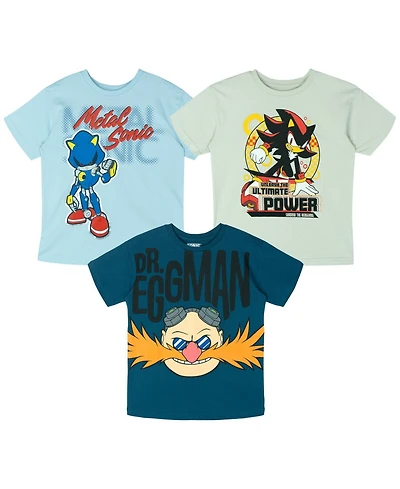 Sonic The Hedgehog Boys' 4-20 Graphic Puff-Print T-Shirt, 3-Pack
