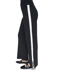 Dkny Women's Logo Stripe Wide-Leg Pull-On Sweater Pant