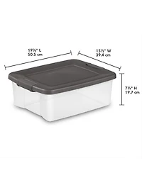 Sterilite 25 Quart Shelf Tote with Flat Gray Lid and Platinum Latches (12 Pack)