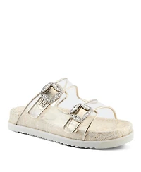 Azura Women's Slidemein Lucite Flatform with Buckle Closure