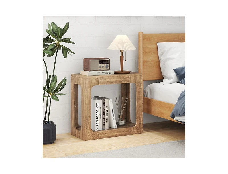 sumyeg 2-Tier End Table with Storage Shelf for Living Room
