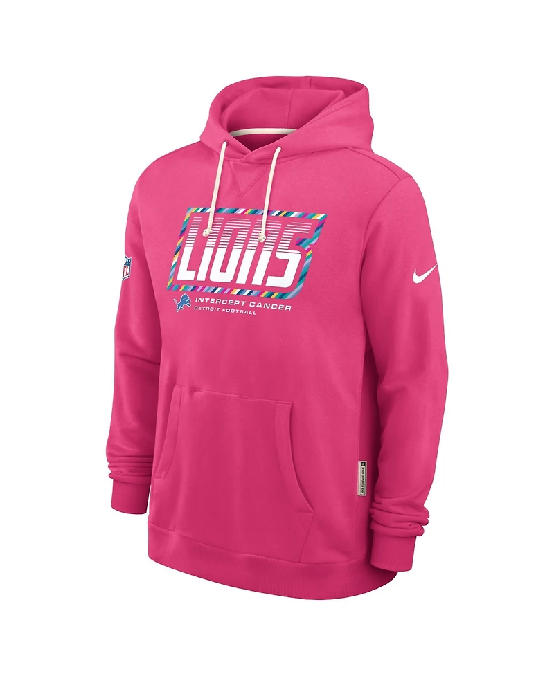 Nike Men's Pink Detroit Lions 2026 Nfl Cruical Catch Sideline Dri-Fit Pullover Hoodie