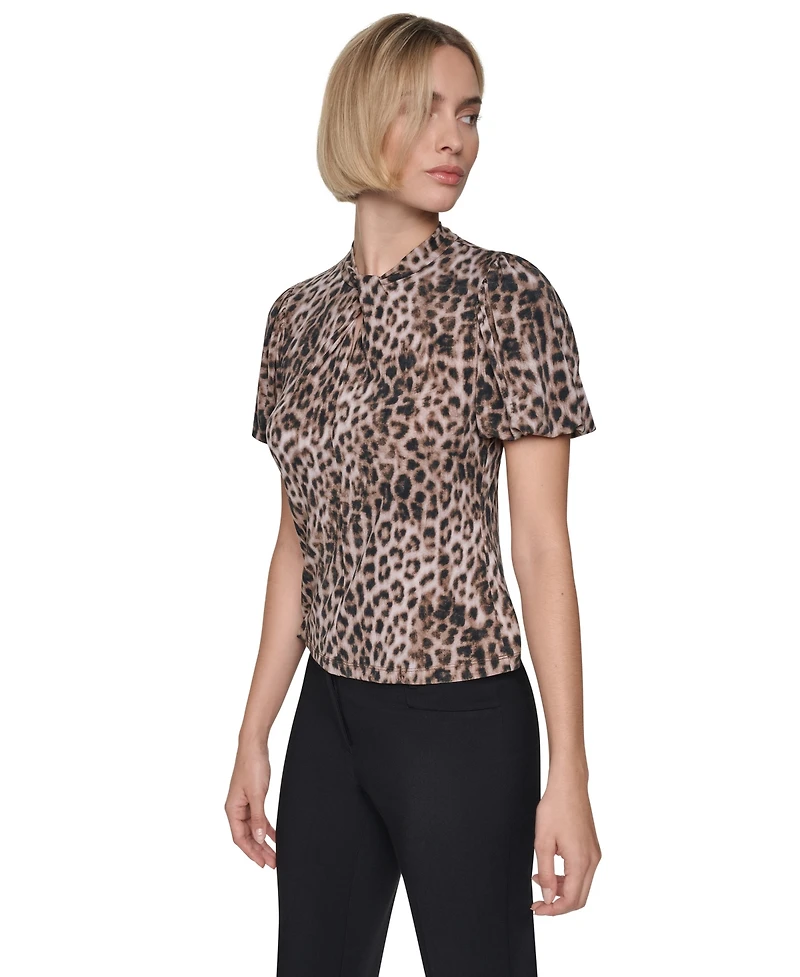 Dkny Petite Balloon-Sleeve Keyhole Blouse