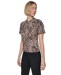 Dkny Petite Balloon-Sleeve Keyhole Blouse