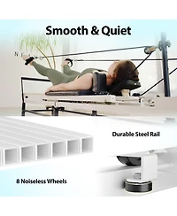 Mikolo 91" Adjustable Height Pilates Reformer – Piano Wire Springs, Jump Board, Foldable Design