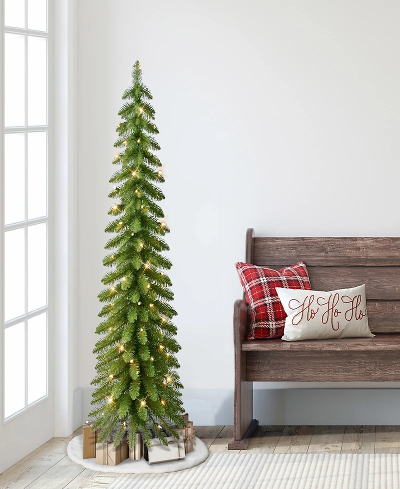 Puleo International 5' Pre-Lit Alpine Pencil Christmas Tree
