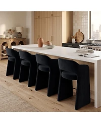 Maison Boucle Upholstered Counter Stool Set of 2 With Arms, Velvet Kitchen Island Counter-Height Bar Stools, Modern Waterfall Silhouette