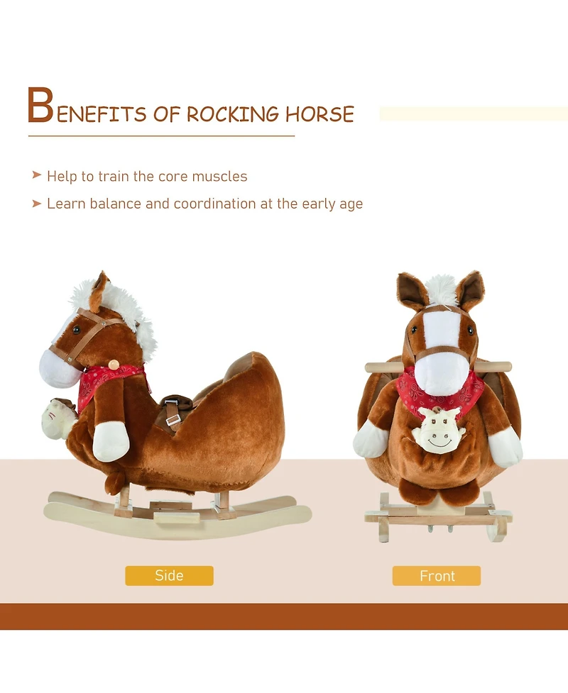 Glintex 12V Electric Ride-On Rocking Horse with Sounds, Ages 1.5-3
