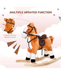 Glintex Poplar Wood Plush Rocking Horse with Realistic Sounds and Moving Tail, 88 lbs Capacity, Ages 3+