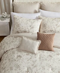 Laura Ashley Branch Toile Cotton 7-Piece Comforter Set, Full/Queen
