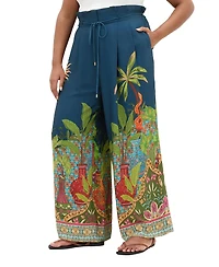 City Chic Plus Fools Paradise High-Rise Print Wide-Leg Pants