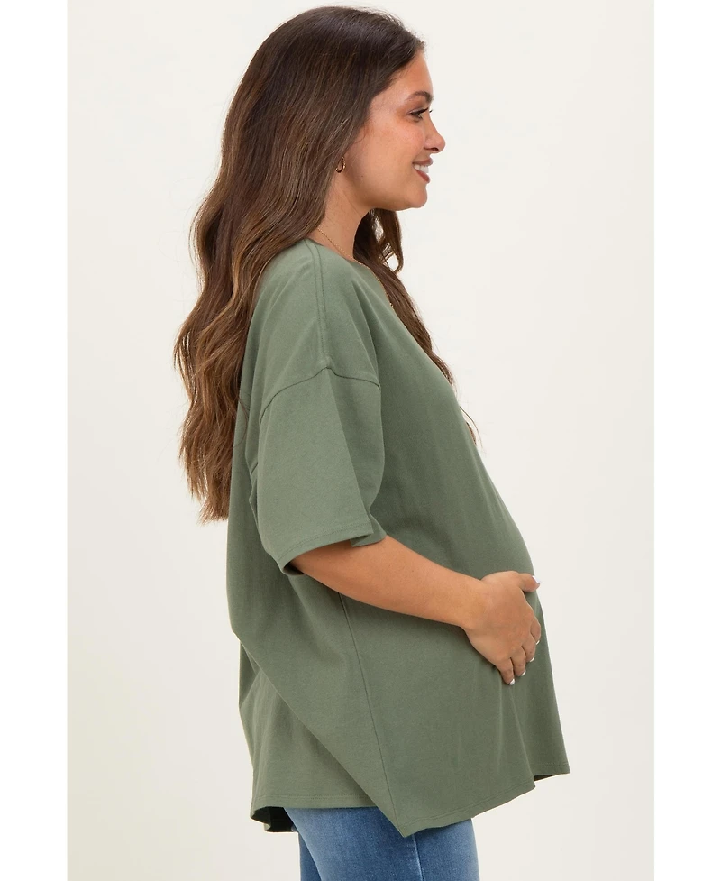 Pinkblush Maternity Oversized Short-Sleeve Crewneck Cotton T-Shirt