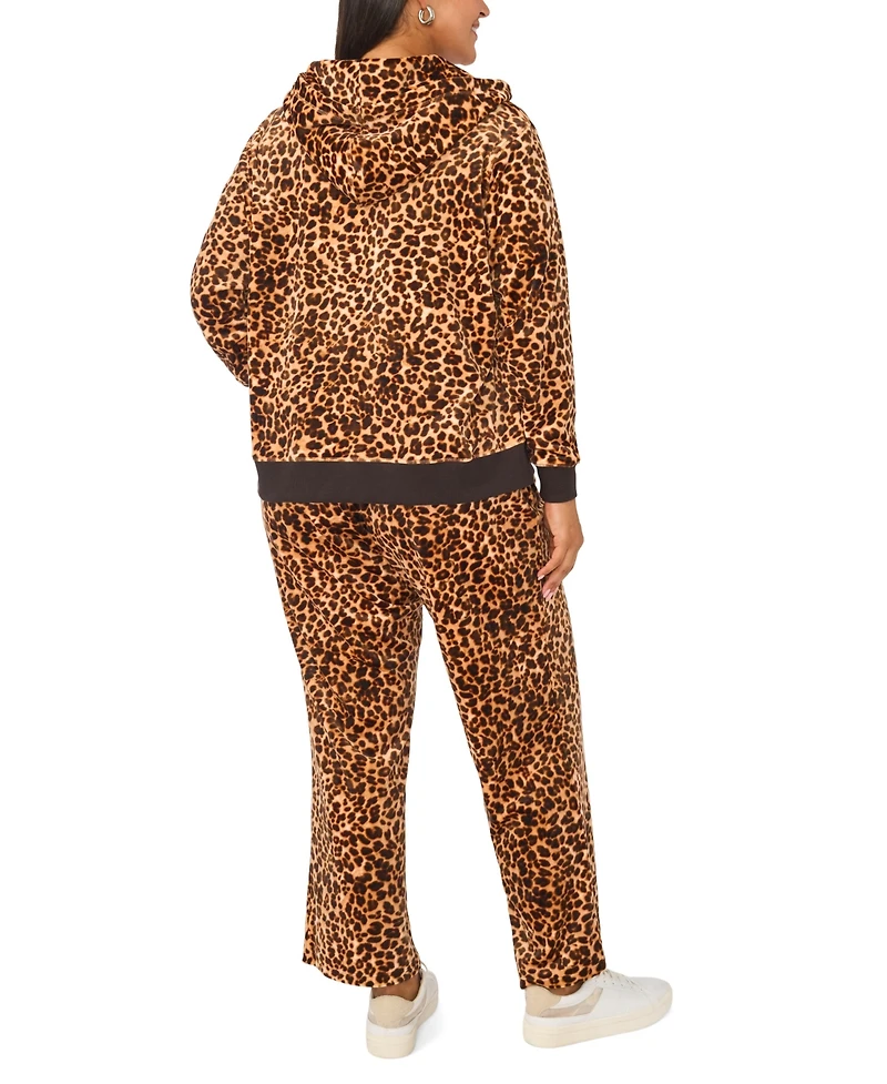 Vince Camuto Plus Leopard-Print Full-Zip Hoodie