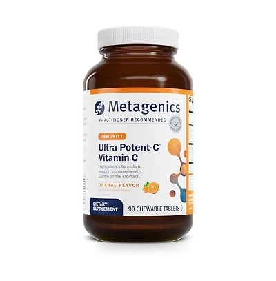 Metagenics Ultra Potent C Chewable Buffered Vitamin C with Bioflavonoids, L Lysine and L Cysteine Immune and Antioxidant Support 90 Tablets