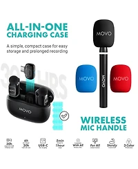 Movo iVlogger-pro Wireless Vlogging Kit for iPhone/Android with Dual Wireless Mics, Rgb Light