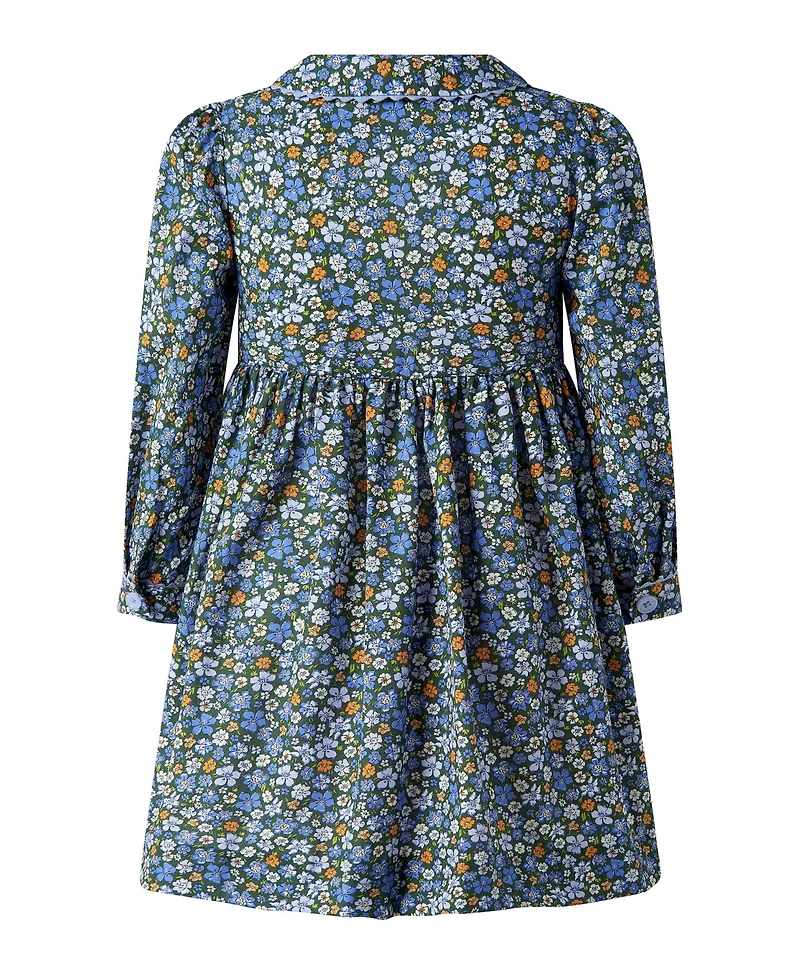 Rachel Riley Toddler Girls' 2T-5T Meadow Floral Button-Front Long-Sleeve Fit & Flare Dress