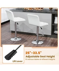 Mecale Pu Leather Upholstered Bar Stools Set of 2 with Back and Adjustable Height