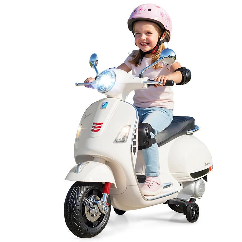 Sugift 12V Kids Electric Motorcycle with Training Wheels and Media Center Scooter, 66 lbs, Ages 3-6