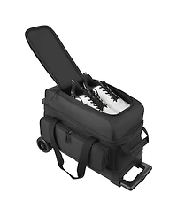 Sugift 2 Ball Double Roller Bowling Bag with Separate Shoe Compartment and Telescoping Handle