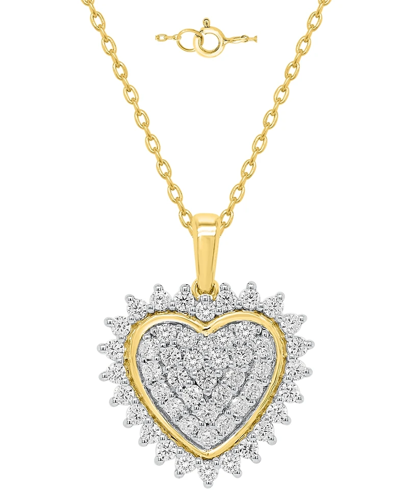 Forever Grown Diamonds Lab-Grown Diamond Heart Cluster Pendant Necklace (1 ct. t.w.) Sterling Silver