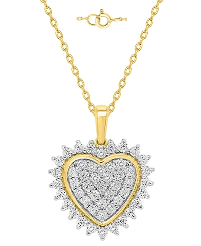 Forever Grown Diamonds Lab-Grown Diamond Heart Cluster Pendant Necklace (1 ct. t.w.) Sterling Silver