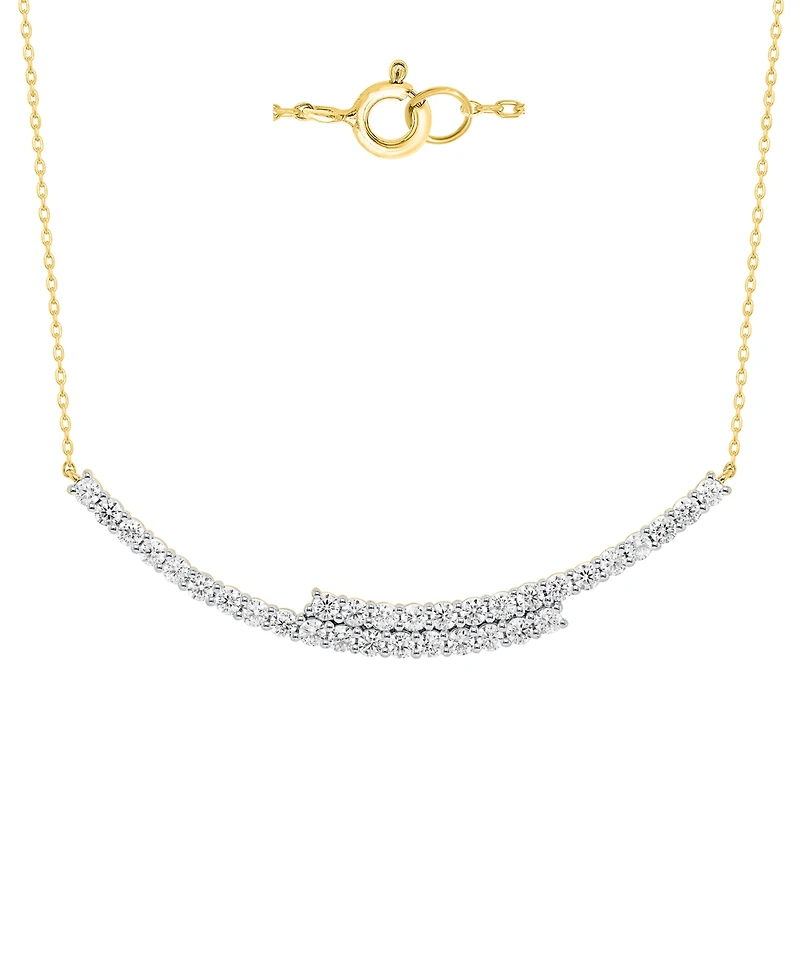 Forever Grown Diamonds Lab Diamond Bypass Bar Necklace (2 ct. t.w.) Sterling Silver