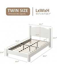 homfan Twin Cloud Bed Round Boucle Headboard and Cylindrical Legs, Heavy Duty, No Box Spring, Easy Assembly