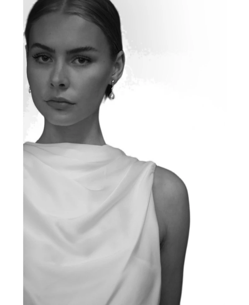 A.b. Ellie Women's Sculptural Line Pearl Drop Earrings