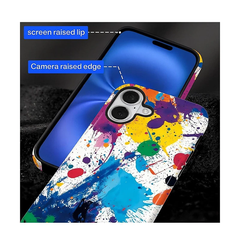 Lisen Phone Case Compatible with Apple iPhone 16, 2-Layer Durable, Color Splash