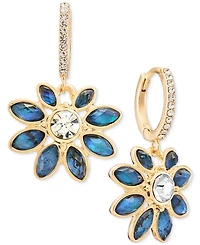 Lonna & Lilly Multi-Stone Floral Pave Hoop Earrings
