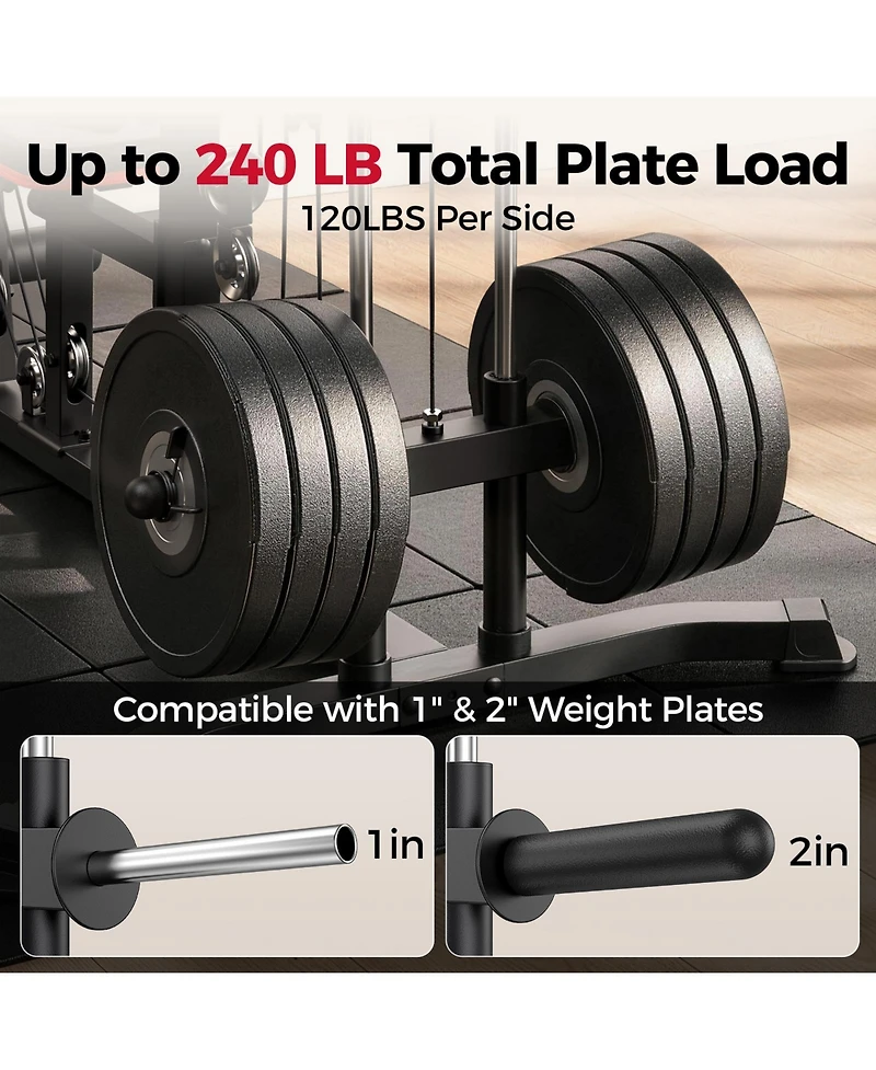Fed Fitness MW5 Multifunctional Home Gym Station Aluminum Pulley Plate-Loaded Full-Body Workout Equipment (Weight Plates Not Included