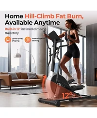 Fed Fitness Yosuda Magnetic Front Drive Elliptical 18.5" Stride, Adjustable Resistance Home Cardio Machine with Lcd and Non-Slip Pedals