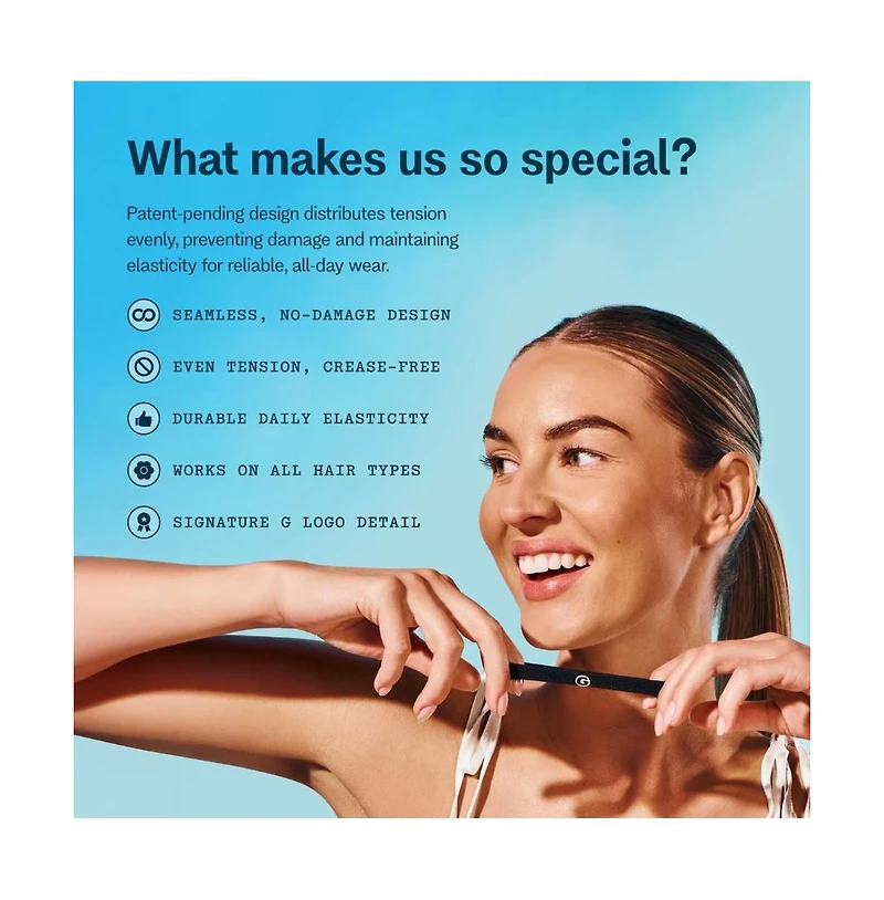 Gimme Beauty Medium Hair Bands Seamless Nylon, Snag Free Hair Ties with Firm, Lasting Hold 12 Pack