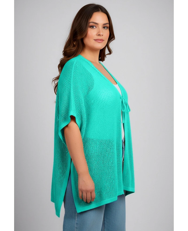 Avenue Women's Crochet Tie Front Cardigan
