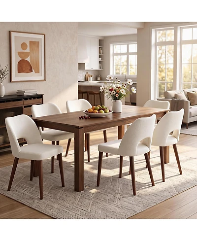 Set of 6 Modern Dining Chairs, Hollow Back Kitchen Chairs With Wooden Legs, Tool-Free Easy Assembly, Farmhouse Style For Kitchen and Dining Room